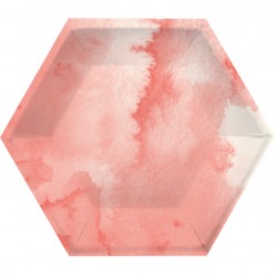 Elise - Hexagone - Assiette aquarelle rose 8''